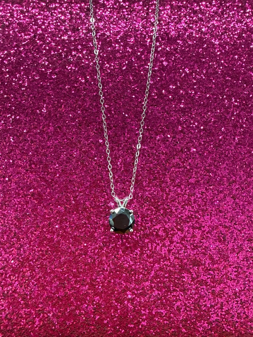 Moissanite Black Solitaire Pendant Necklace with 925 Silver Chain